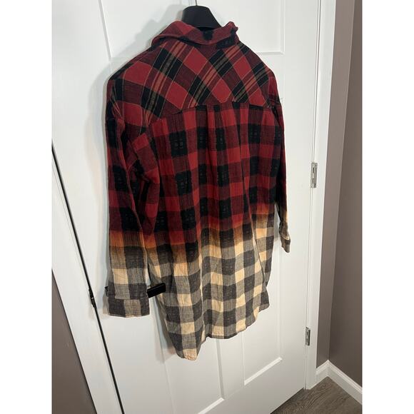 POL Bohemian Inspired Plaid Ombré Button Down Size Women M Medium Oversized Fit - Picture 6 of 9